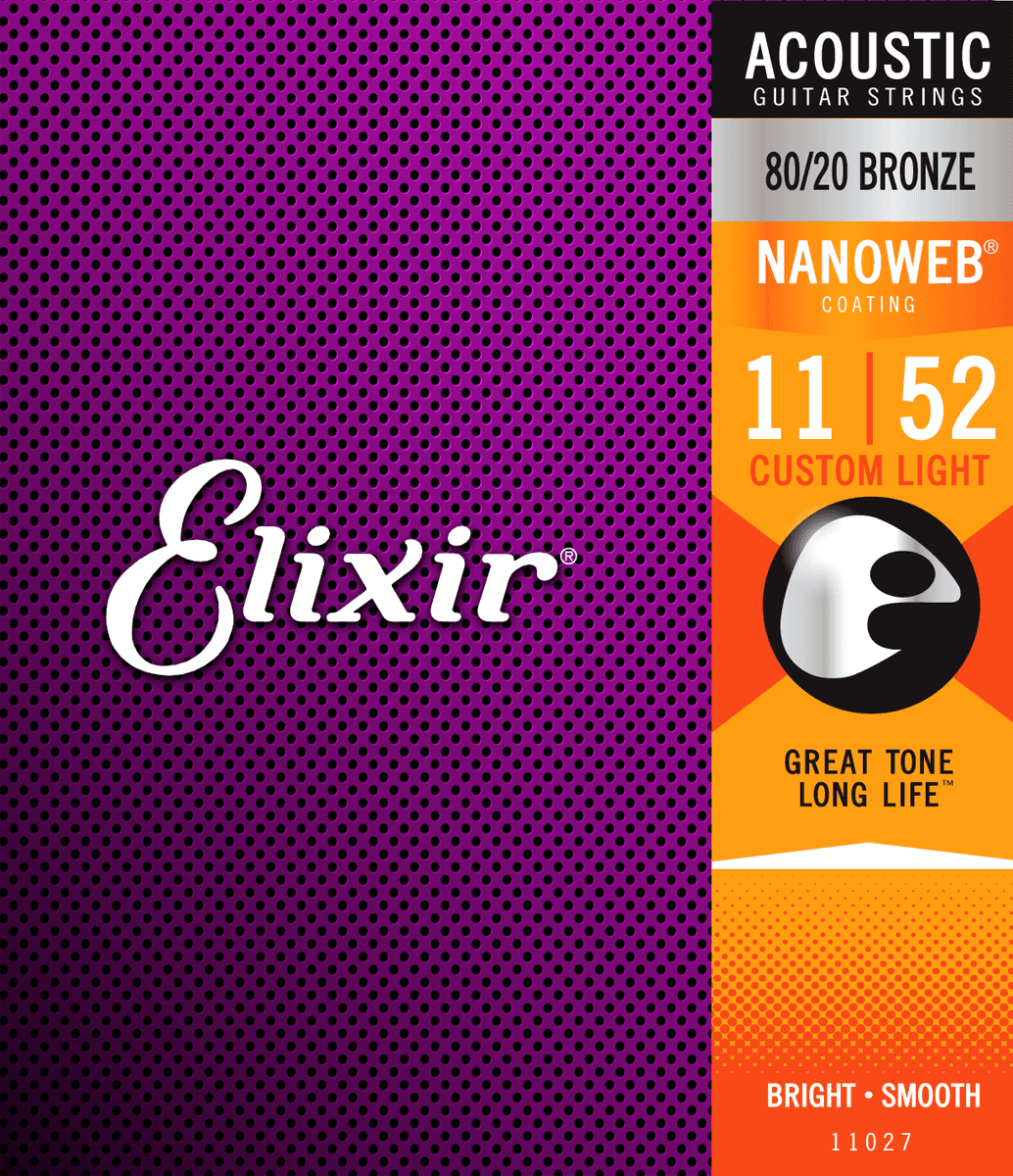 Elixir Nanoweb Bronze 80/20 Gitarrensaiten (Custom Light, 11-52)