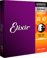 Elixir Nanoweb Bronze 80/20 Guitar String (Extra Light, 10-47)