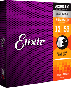 Elixir Nanoweb Bronze 80/20 Gitarrensaiten (HD Light, 13-53)