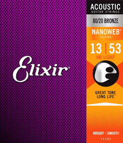 Elixir Nanoweb Bronze 80/20 Gitarrensaiten (HD Light, 13-53)