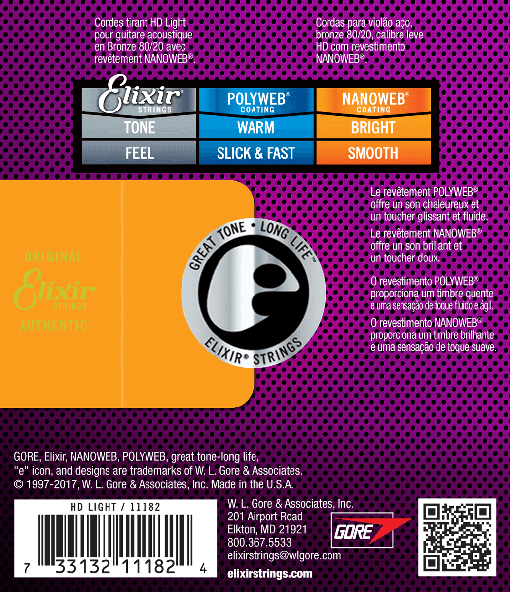 Elixir Nanoweb Bronze 80/20 Gitarrensaiten (HD Light, 13-53)