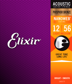 Elixir Nanoweb Phosphor Bronze Gitarrensaiten (Medium Light, 12-56)
