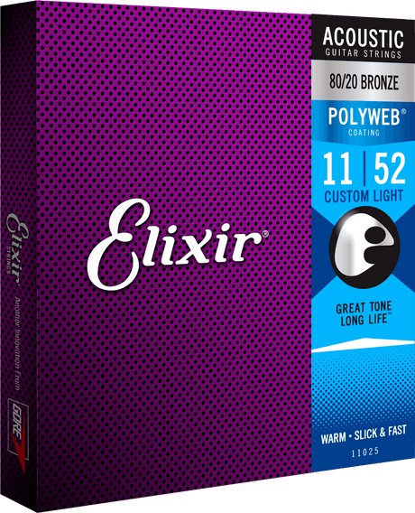 Elixir Polyweb Bronze 80/20 Gitarrensaiten (Custom Light, 11-52)