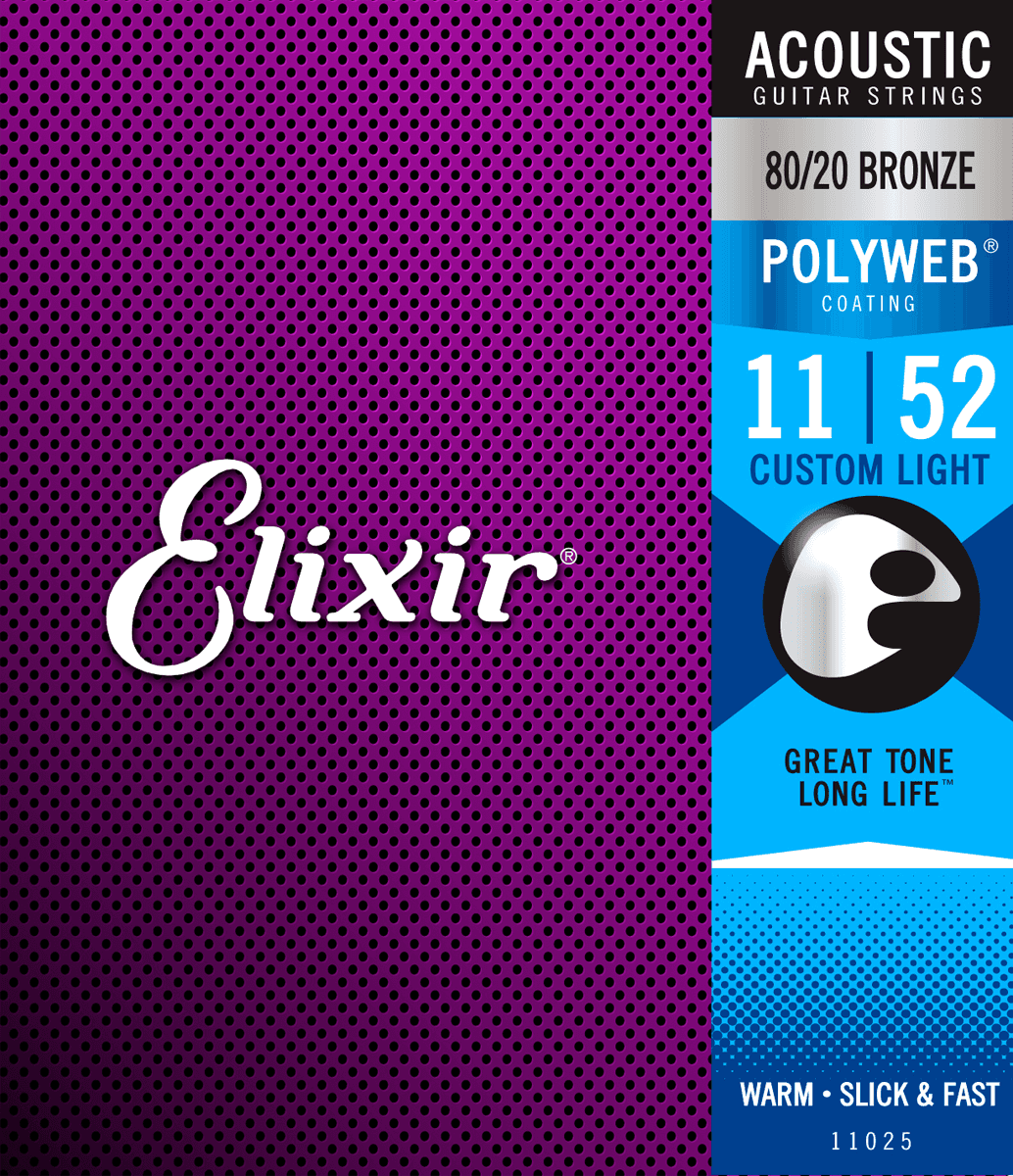 Elixir Polyweb Bronze 80/20 Gitarrensaiten (Custom Light, 11-52)