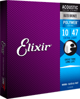 Elixir Polyweb Bronze 80/20 Guitar String (Extra Light, 10-47)
