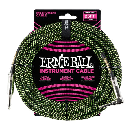 Ernie Ball 6066 Gitarren Kabel (Schwarz, Grün, 7,5m)