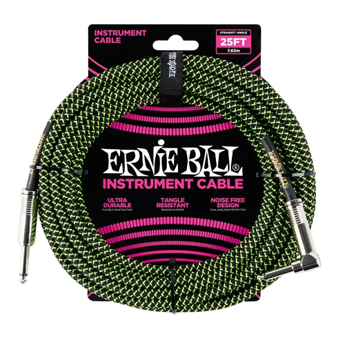 Ernie Ball 6066 Gitarren Kabel (Schwarz, Grün, 7,5m)
