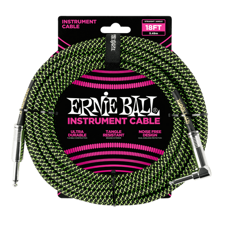 Ernie Ball 6082 Gitarren Kabel (Schwarz, Grün, 5,4m)