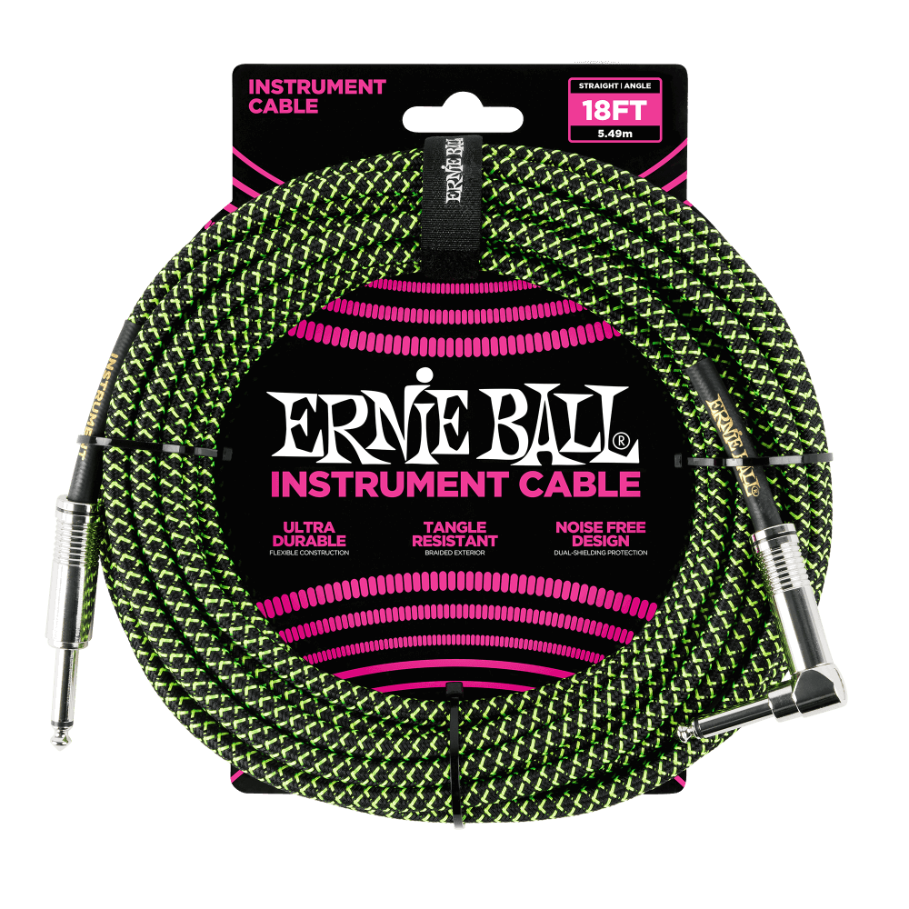 Ernie Ball 6082 Gitarren Kabel (Schwarz, Grün, 5,4m)
