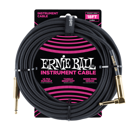 Ernie Ball 6086 Gitarren Kabel (Schwarz, 5,4m)