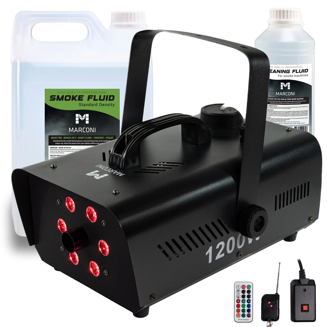 Marconi 1200W 6 LED Nebelmaschine Bundle