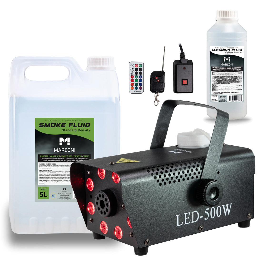 Marconi Full RGB Nebelmaschine (500 W, Sort) Bundle