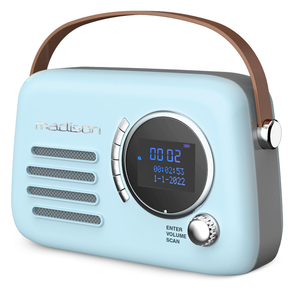Madison Retro Radio mit Bluetooth, FM und DAB (Hellblau)