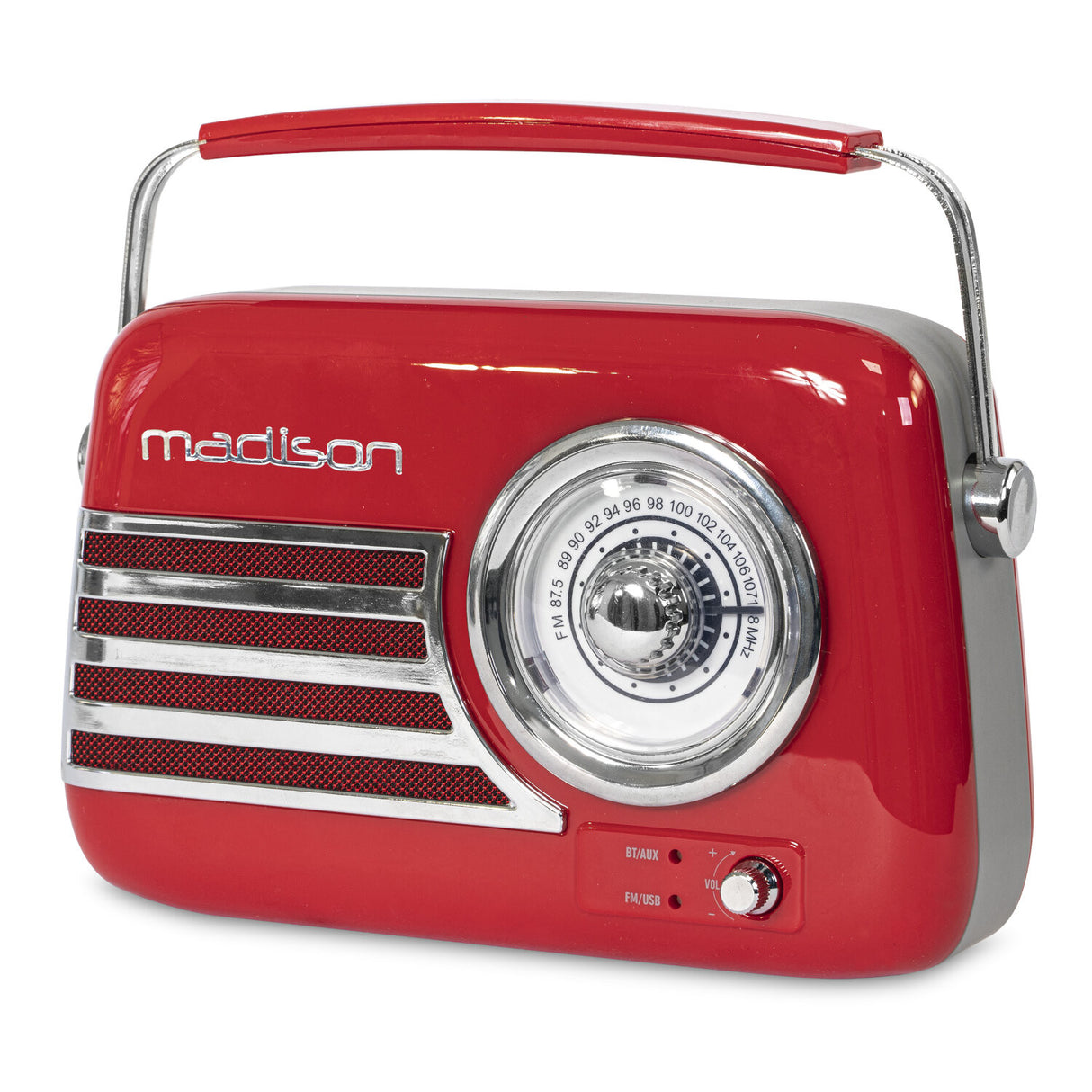 Madison Retro Radio mit Bluetooth und FM (Rot)