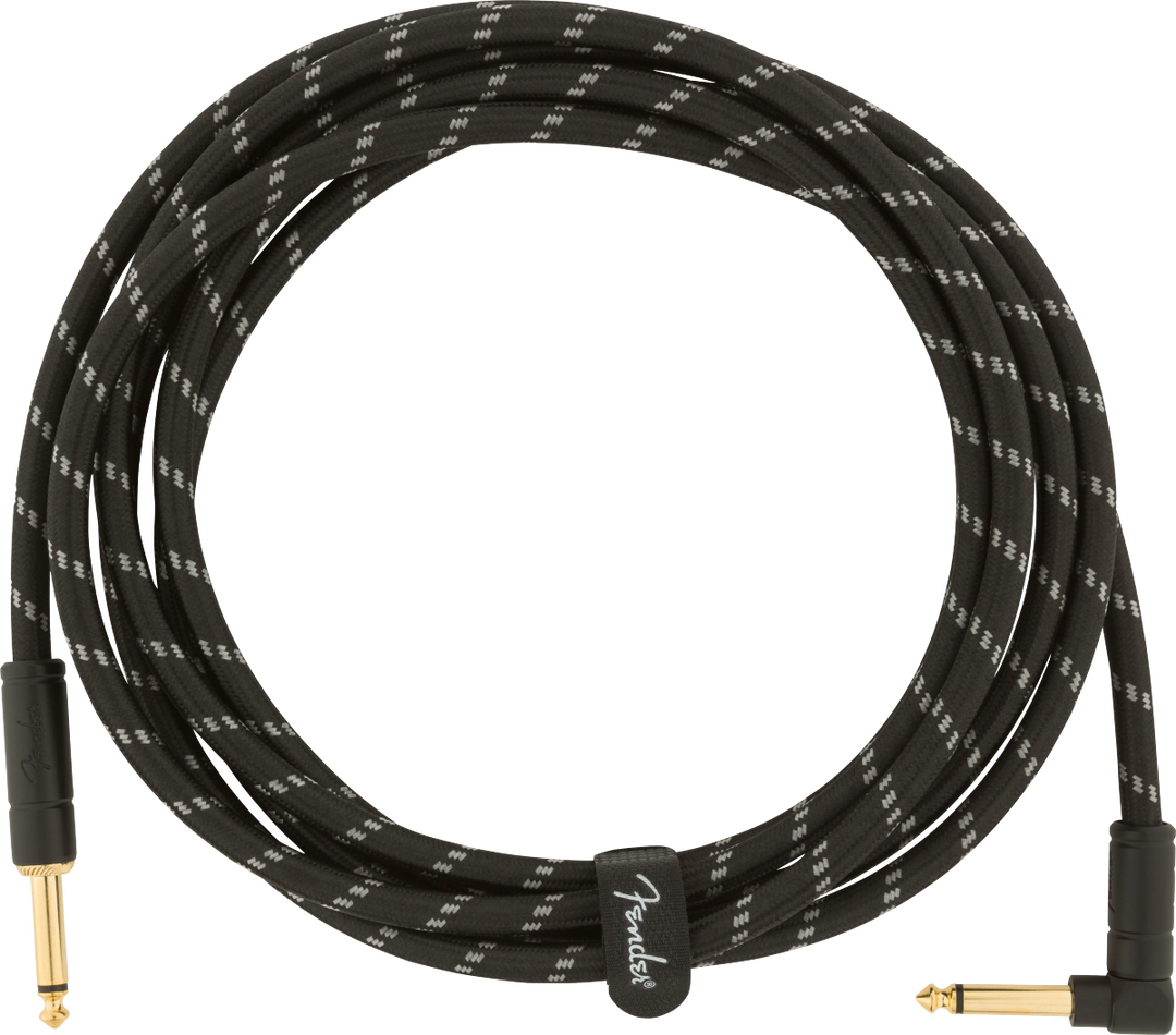 Fender Deluxe Gitarren Kabel Vinkelstik (Black Tweed, 3m)