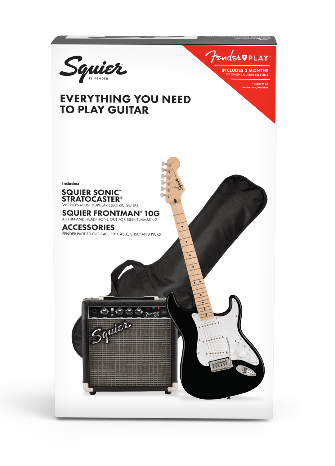 Fender Squier Sonic Stratocaster E-Gitarre Starterpaket (Schwarz)