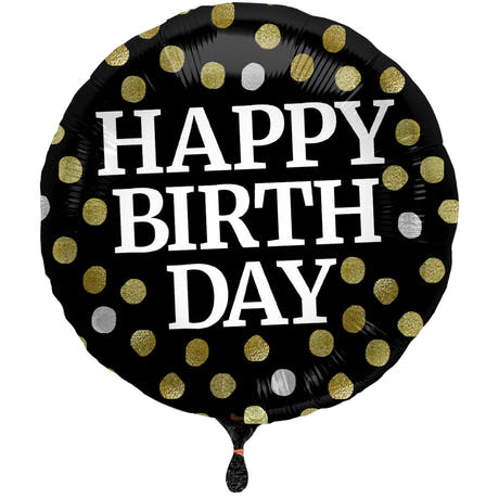 Folienballon 'Happy Birthday' (Glanz Schwarz, 45cm)