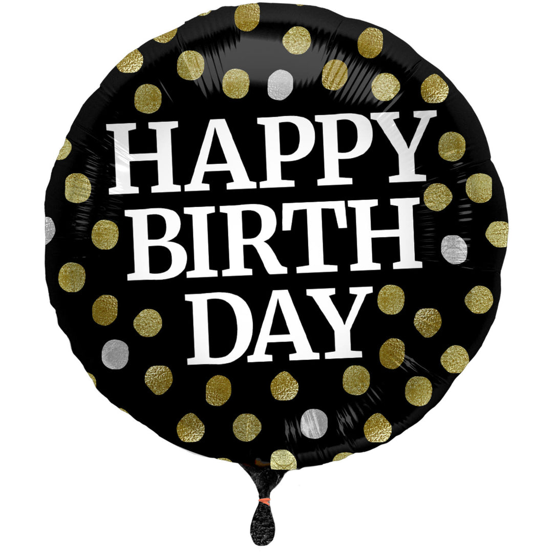 Folienballon 'Happy Birthday' (Glanz Schwarz, 45cm)