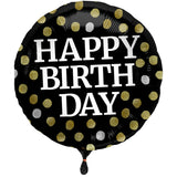 Folienballon 'Happy Birthday' (Glanz Schwarz, 45cm)