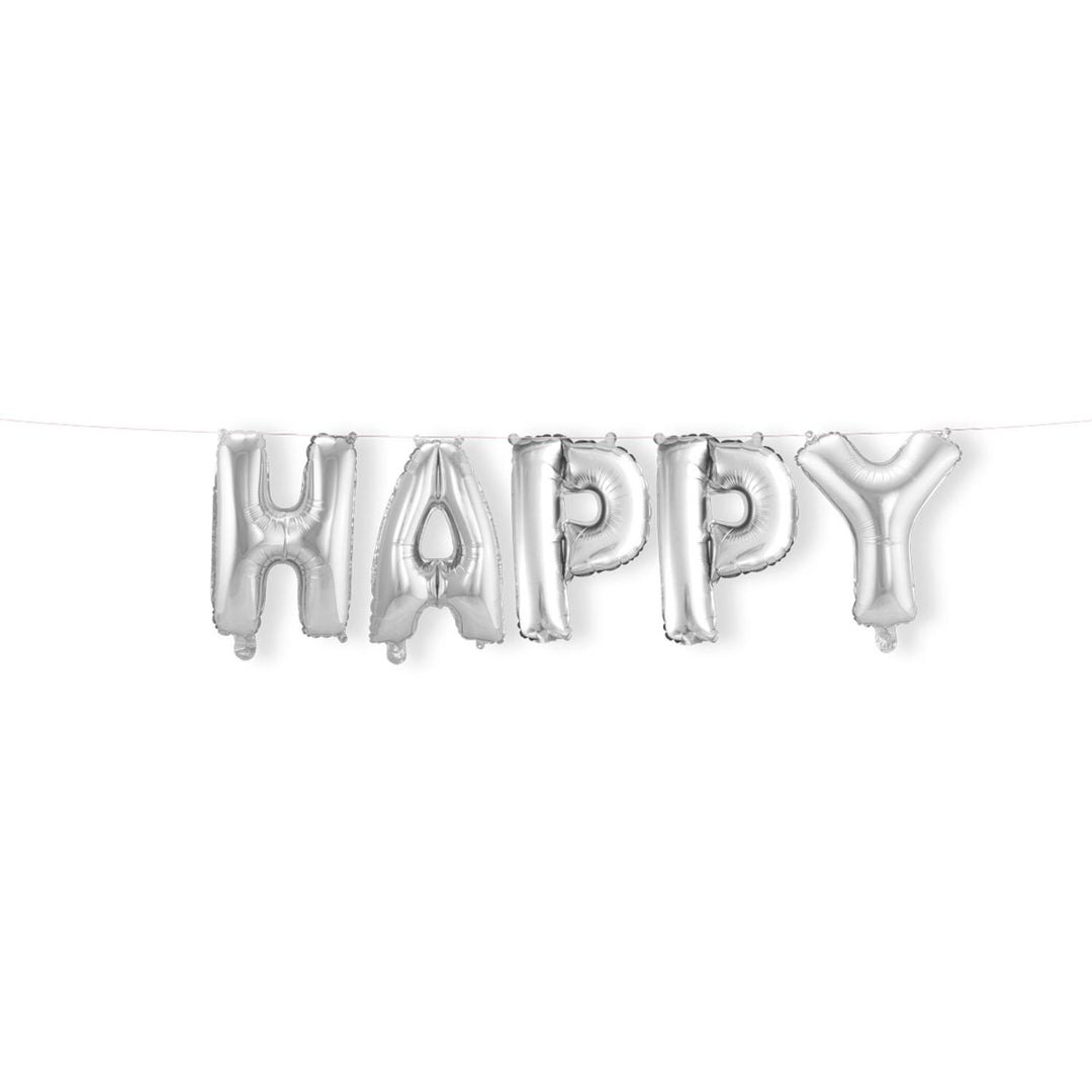 Folienballon 'Happy' (Silber, 36cm)