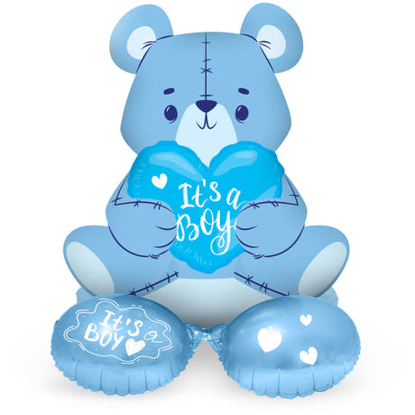 Folienballon m. Basis Bär 'It's a Boy' (Blau, 61cm)
