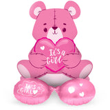 Folienballon m. Basis Bär 'It's a Girl' (Pink, 61cm)