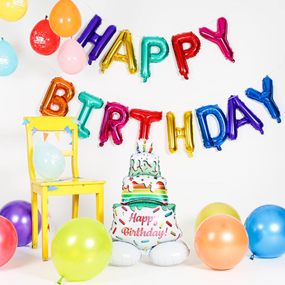 Folienballons 'Happy Birthday' Mehrfarbig 13 Stk. (Rot, 36cm)