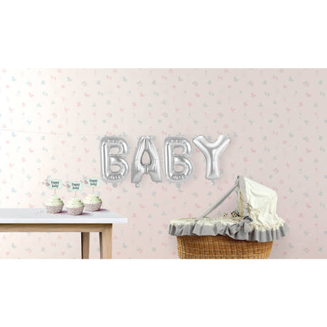 Folienballons Buchstaben "BABY" (Silber)