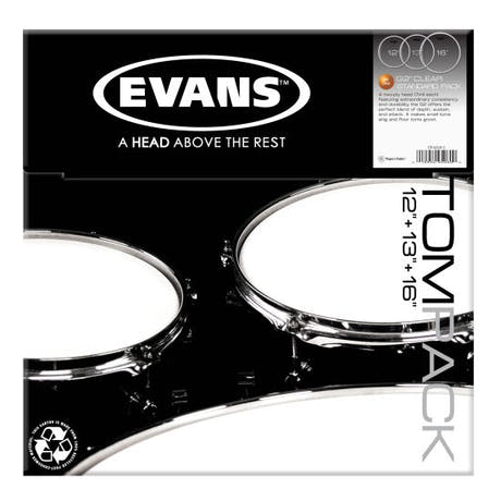 Evans G2 drumhead pack Standard Set Clear - 12", 13", 16"
