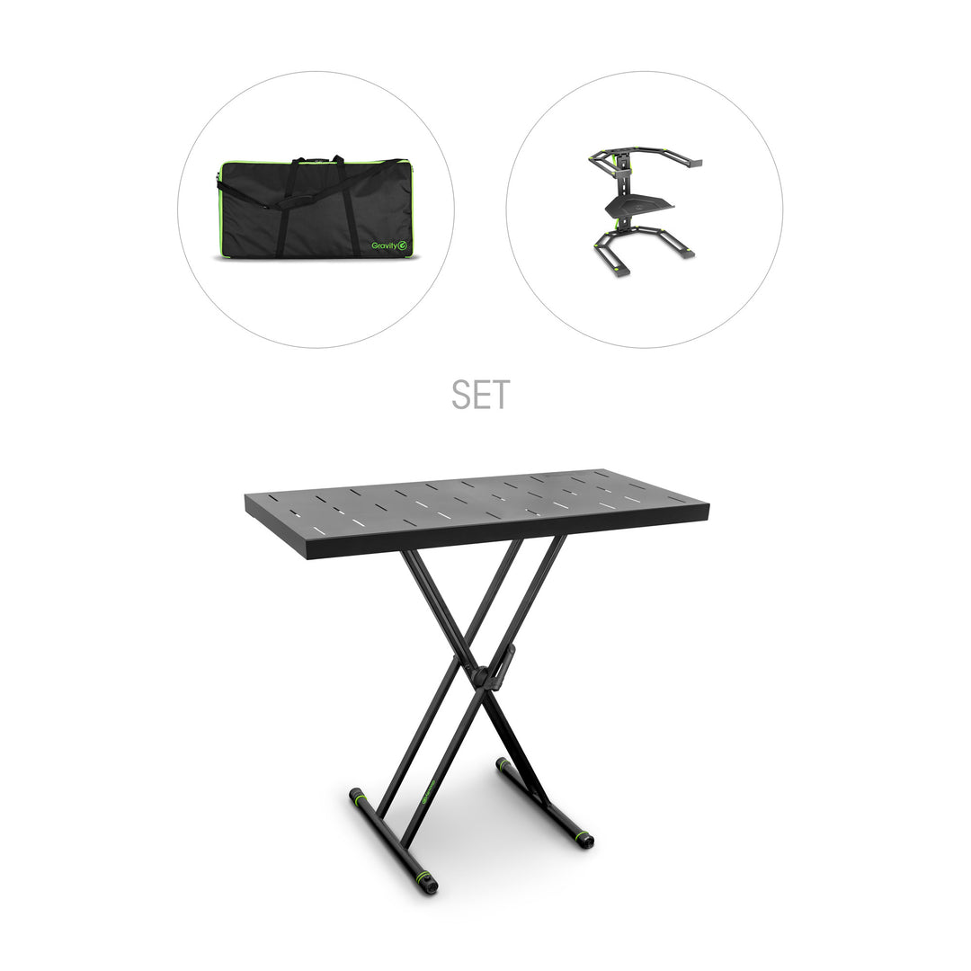 Gravity KSX 2 RD SET 2 - Doppel-X-förmiges Keyboardstativ und Stütztisch, Set 2