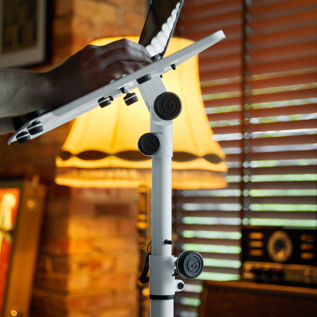 Gravity LTS T 02 W - Universeller Laptopständer mit verstellbaren Haltestäben und Stahlbasis