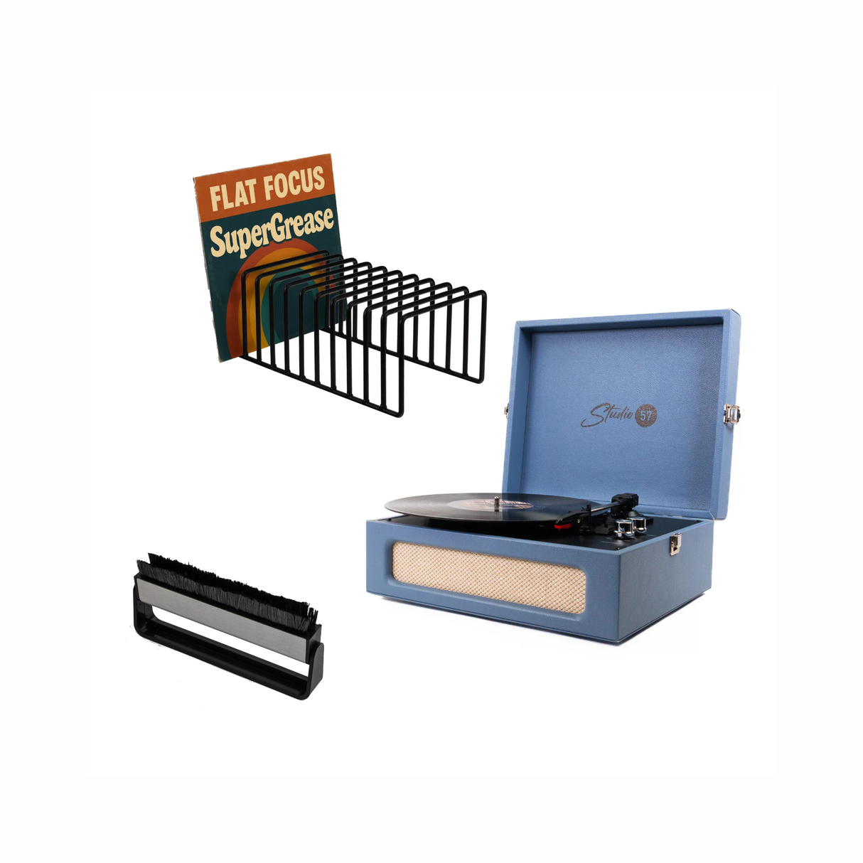 Studio 57 Groovy Plattenspieler (Blau) Bundle