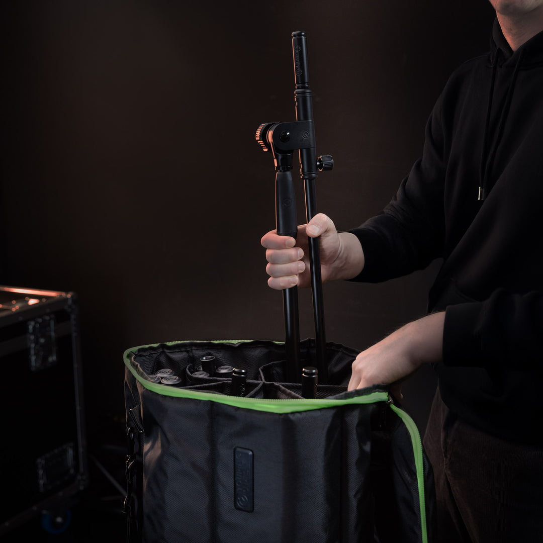 Gravity TBG MS 6 B – Touring-Transporttasche für bis zu sechs Mikrofonständer, mit Rädern