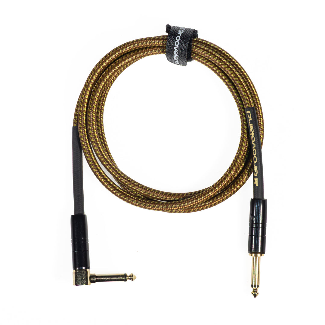 Grooveland Tweed Vinkel Gitarrenkabel (1,5m - Brun)