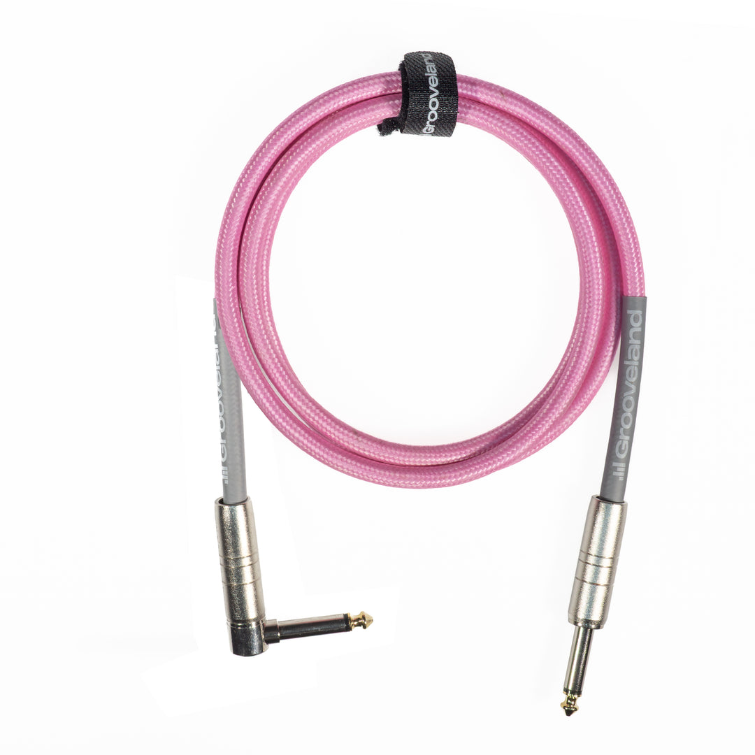 Grooveland Tweed Vinkel Gitarrenkabel (1,5m - Pink)