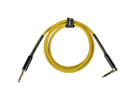 Grooveland Tweed Vinkel Gitarrenkabel (1,5m - Gul)