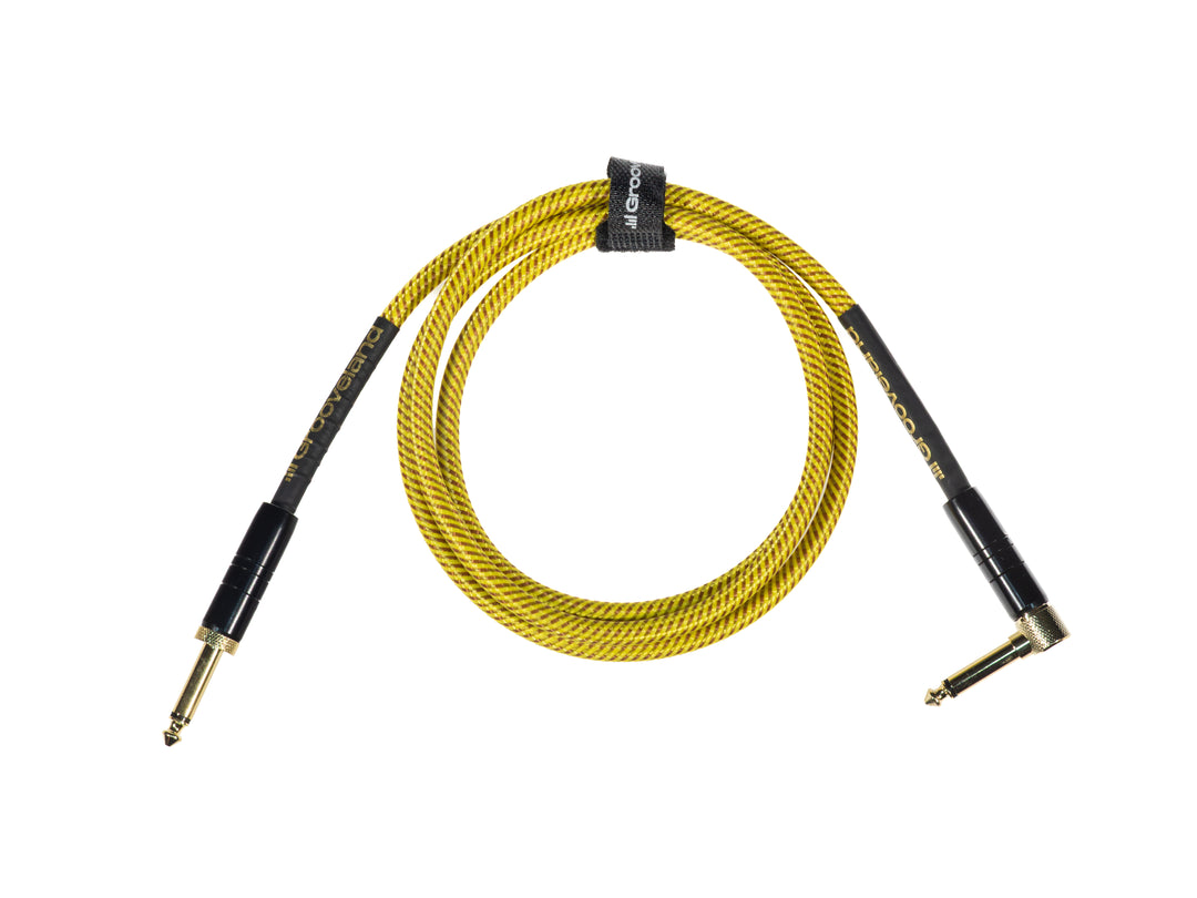 Grooveland Tweed Vinkel Gitarrenkabel (1,5m - Gul)