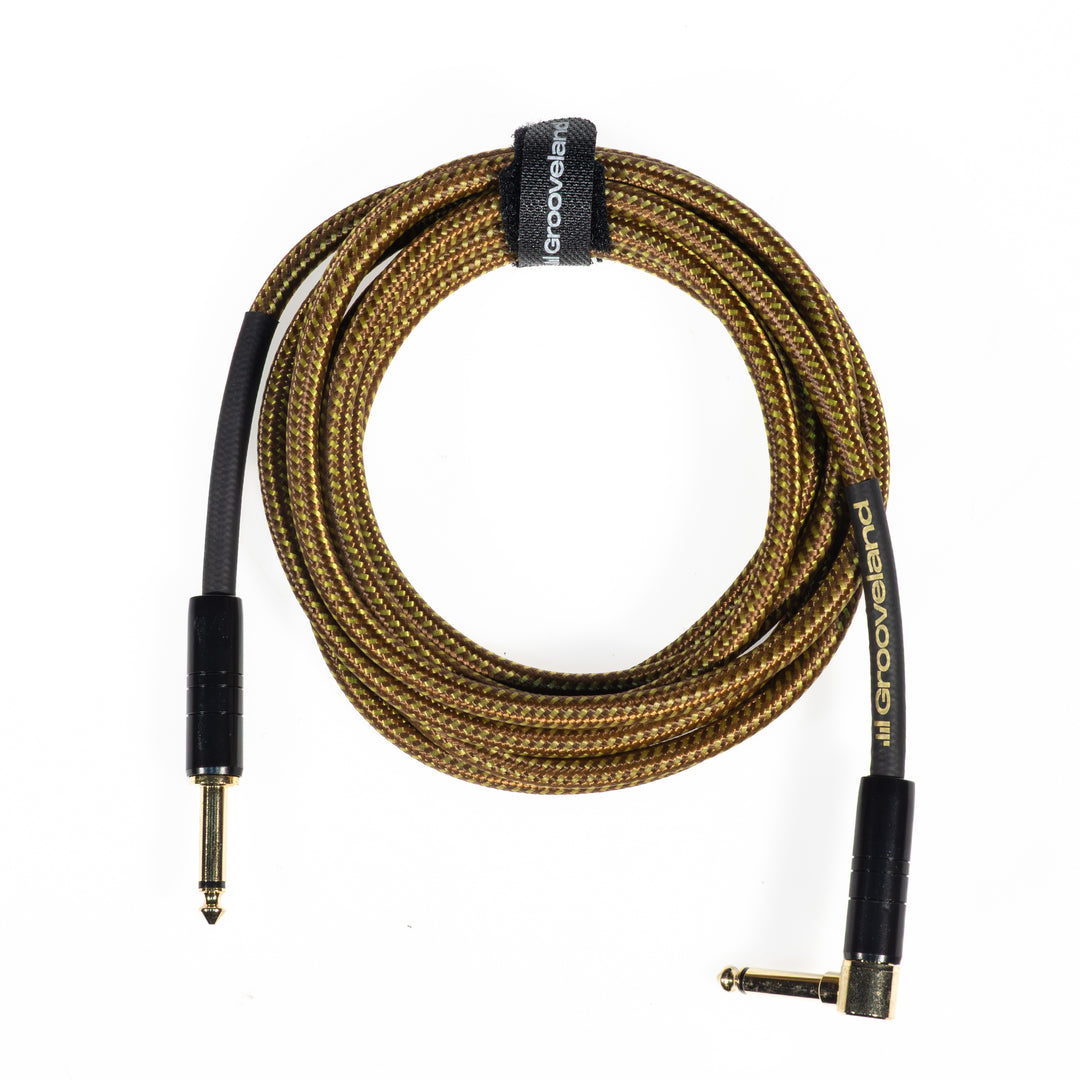 Grooveland Tweed Vinkel Gitarrenkabel (3m - Brun)