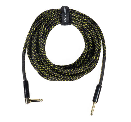 Grooveland Tweed Vinkel Gitarrenkabel (6m - Sort)