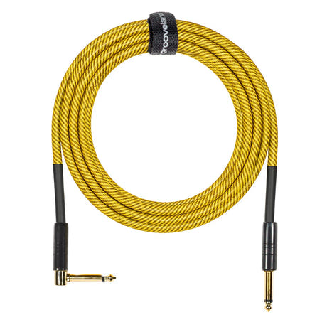 Grooveland Tweed Vinkel Gitarrenkabel (6m - Gul)