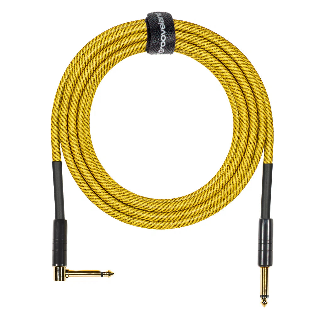 Grooveland Tweed Vinkel Gitarrenkabel (6m - Gul)