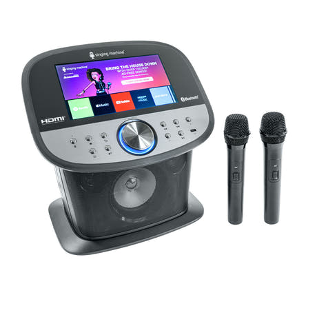 Karaoke Anlage mit 2 Mikrofonen (Schwarz)