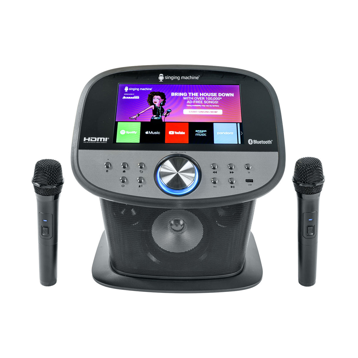 Karaoke Anlage mit 2 Mikrofonen (Schwarz)