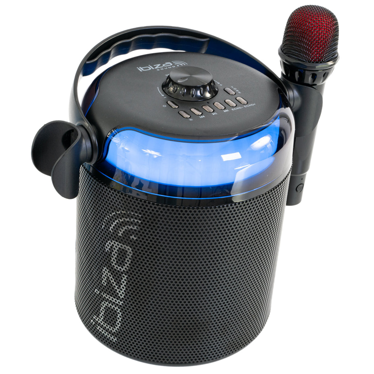 Ibiza Karaoke-System mit Bluetooth und 2 Mikrofonen (Schwarz)