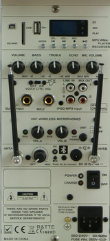 Ibiza portable 15" speaker with USB, Bluetooth & microphones