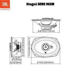 JBL Stage1 Gen2 962M 6x9" 3-Wege-Autolautsprecher