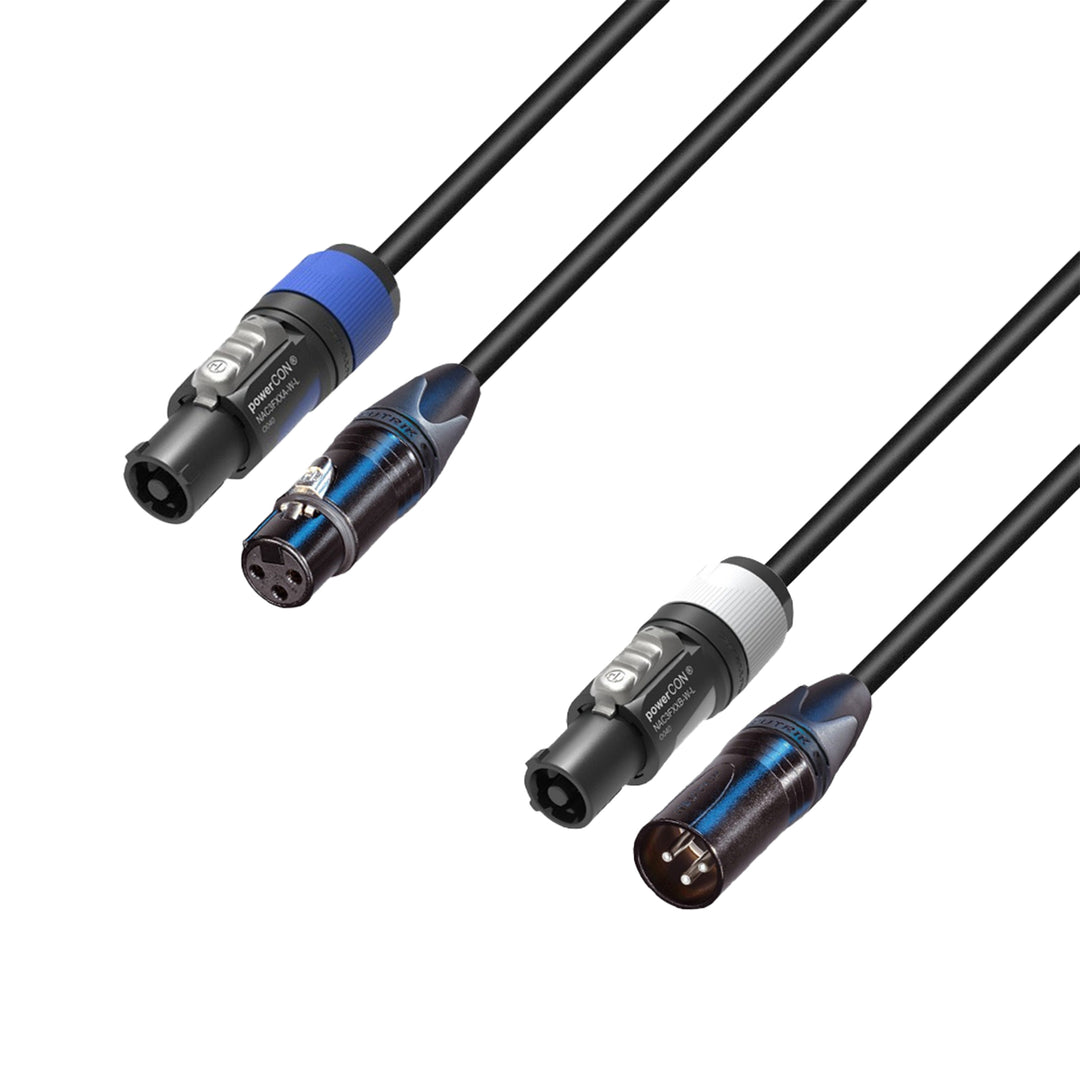 Adam Hall Cables 5 STAR H PCON D 0500 - Hybridkabel | DMX Neutrik® 3-polig XLR x powerCON® | 5 m