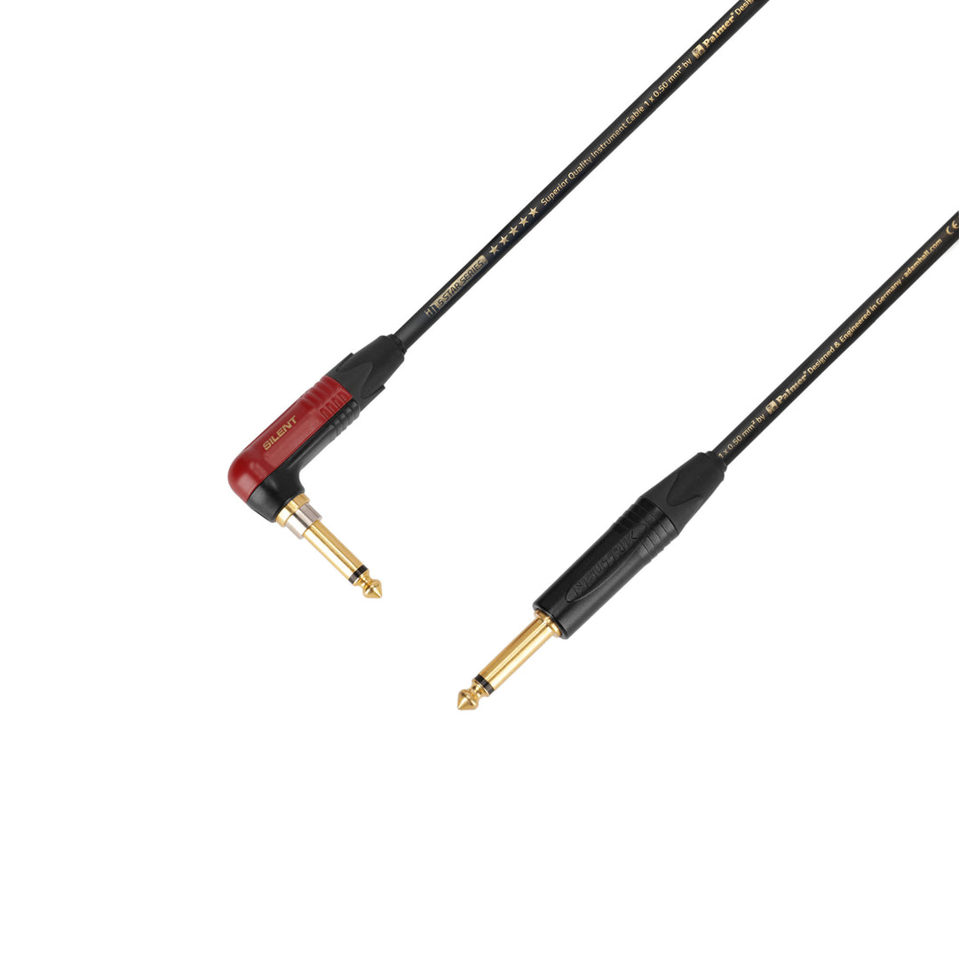 Adam Hall Cables 5 STAR IPR 0600 PALMER® CABLE SILENT - Instrumentenkabel | Palmer® & Neutrik silentPLUG® gewinkelter Klinke zu Klinke TS | 6 m
