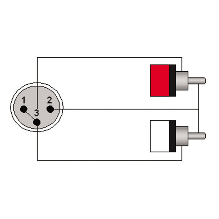 Adapterkabel XLR männlich auf 2 x RCA Phono männlich