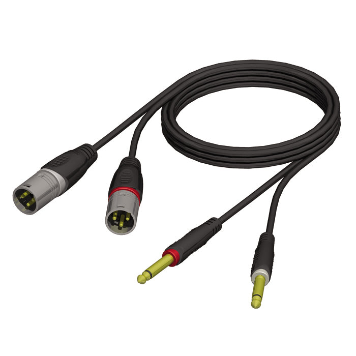 Adapterkabel 2 x XLR männlich auf 2 x 6.3 mm Jack mono